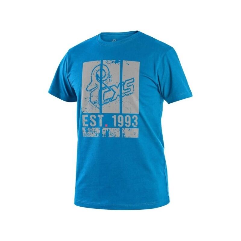 Tričko CXS WILDER, krátký rukáv, potisk CXS logo, azurově modrá, vel. 3XL b1/60 - CN-1610-331-416-97