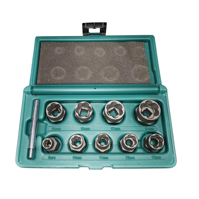 Sada hlavic 3/8" 8-19mm k povolení poškozených matic - JW-AN040080