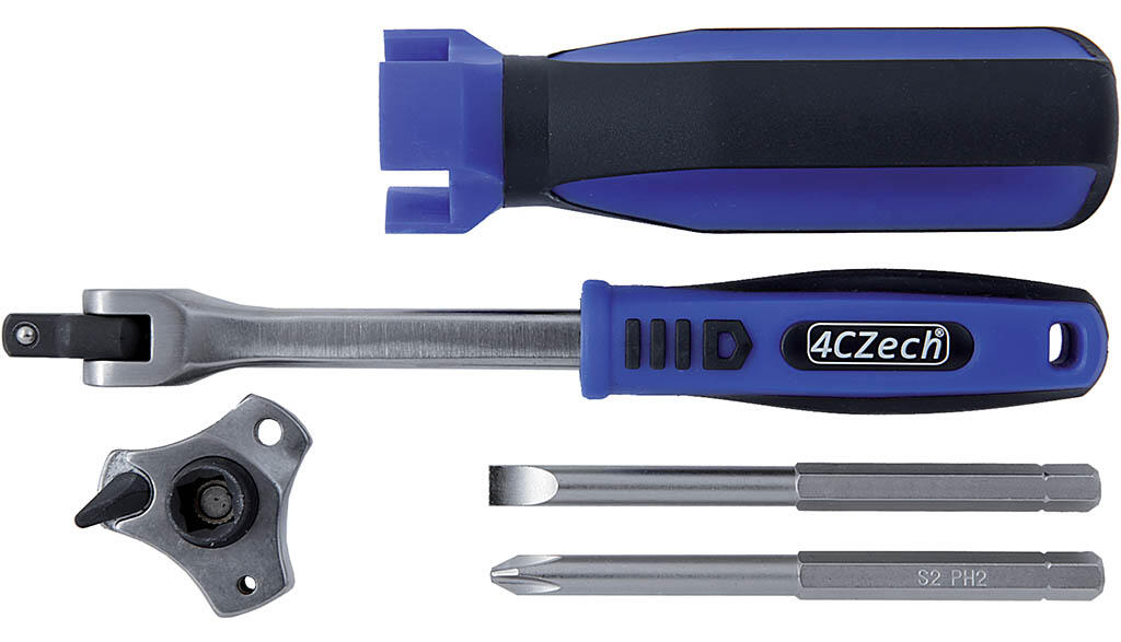 1/4" ráčnový držák bitů s rukojetí, 1/4" vratidlo kloubové, 2x bit - 4CZ-7241