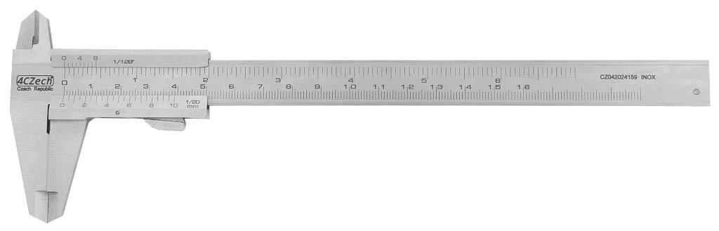 Měřítko posuvné analog 0-160/0,05mm, aretace tlačítkem, plochý hloubkoměr INOX 4CZech - 4CZ-11016511