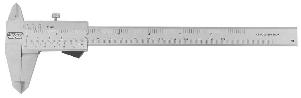 Měřítko posuvné analog 0-160/0,05mm, aretace šroubkem, plochý hloubkoměr INOX 4CZech - 4CZ-11016551
