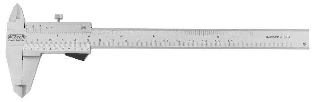 Měřítko posuvné analog 0-160/0,02mm, aretace šroubkem, plochý hloubkoměr INOX 4CZech - 4CZ-11016651