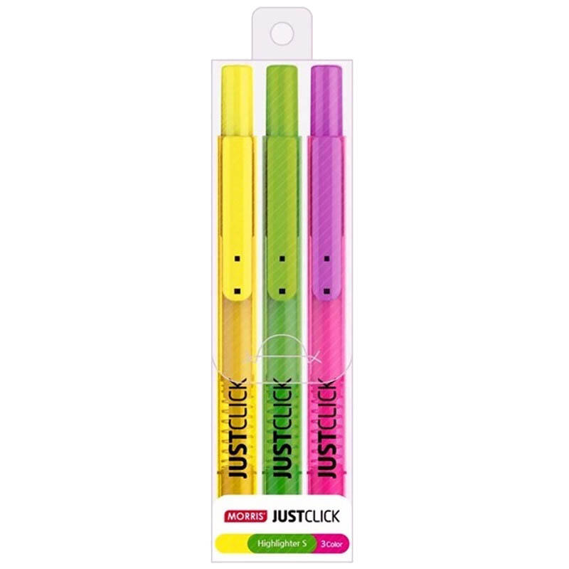 B0768-1:Zvýrazňovač fluorescenční Fix Just Click Highlighter - sada 3 ks, žlutá, růžová, zelená - PC-B0768-1