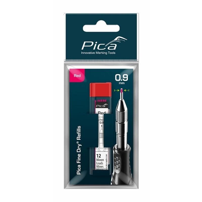 Tuhy náhradní do mikrotužky Pica Fine Dry, červené, na blistru s euro otvorem - PC-7031/SB