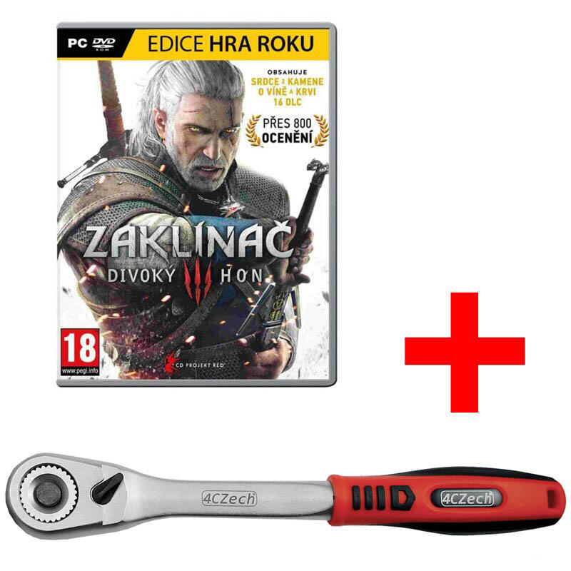1/2" Ráčna 3D s přepínací páčkou 250 mm, 30 zubů + Hra Zaklínač 3: Divoký hon - SET-4CZ-124-08-E1