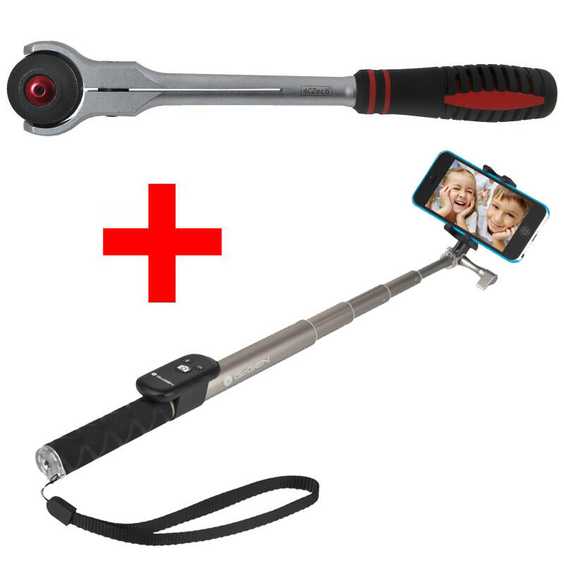 1/2" Ráčna s výkyvnou hlavou 280 mm, 72 zubů + Selfie tyč Gogen BT Selfie 4, teleskopická titanová - SET-4CZ-124-13-E1