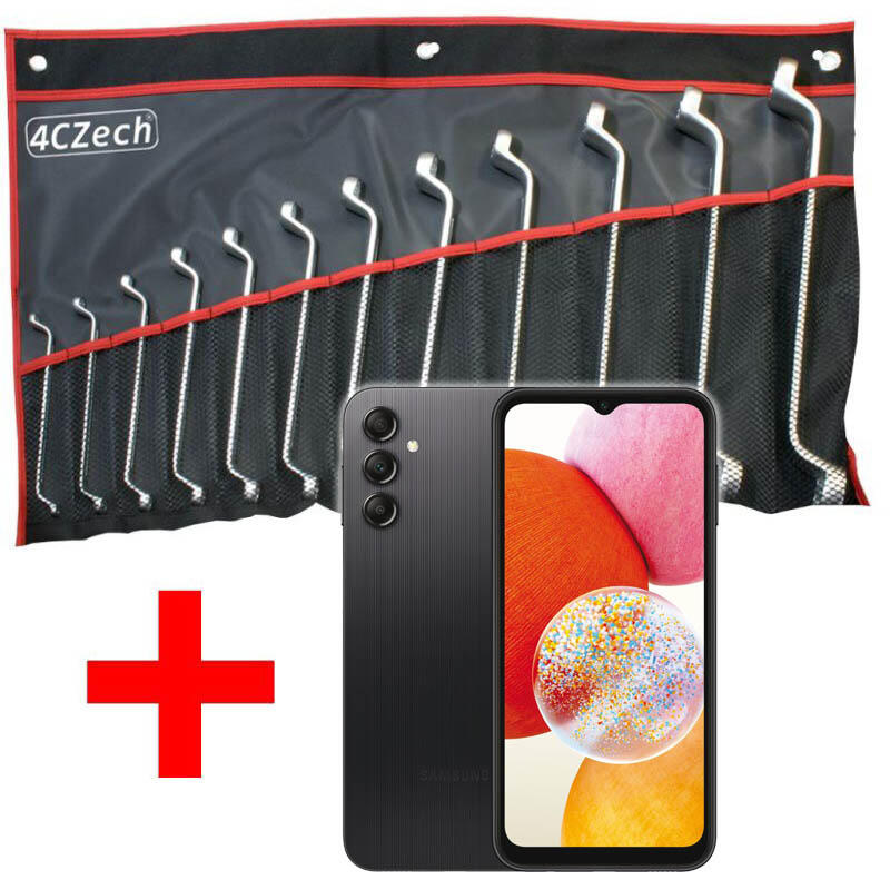 12dílná sada klíčů DIN 838 ve vinylovém pouzdře (6x7 -30x32mm) + Mobilní telefon SAMSUNG GALAXY A14 4GB-64GB - SET-4CZ-838-512-E1