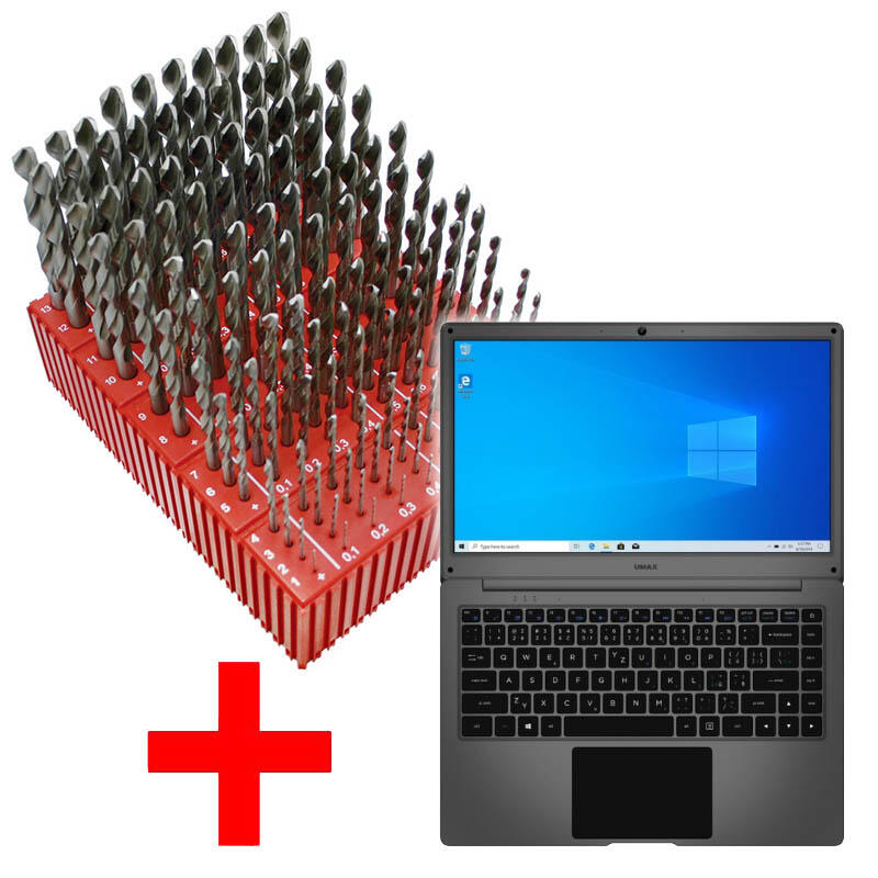 Sada vrtáků DIN338RTiHSSCo5 130dílů 1,00-13,90x0,1mm MODUL, plastový stojánek + Notebook UMAX VISIONBOOK 14WA PLUS- Intel Celeron N3350 Apollo Lake, 14.1" - SET-SV338RTIHSSCO5-130P-E1