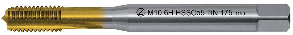 Závitník strojní M10x1,5 ISO2 (6H) HSSCo5 TiN přímá drážka DIN371 - 175 - CZZ175-100