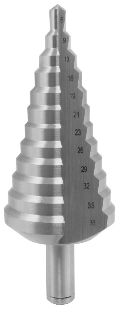 Vrták stupňovitý č.3 6/38 6;9;13;16;19;21;23;26;29;32;35;38mm přímá drážka HSSCo5 - CZ691-030