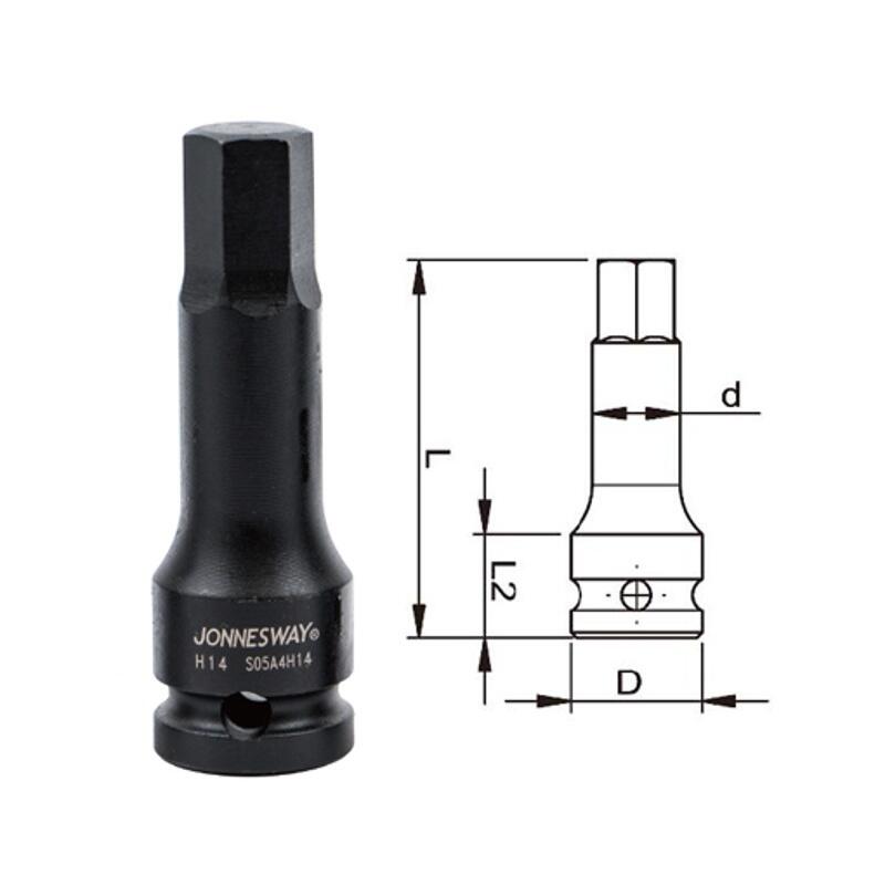 Hlavice 1/2" imbusová 13mm průmyslová prodloužená - JW-S05A4H13