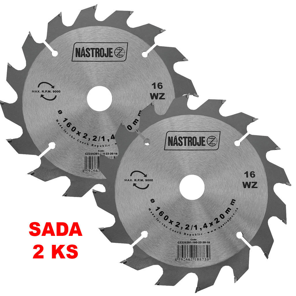 Prodejní set 2ks - Pilový kotouč SK 160x2,2/1,4x20 5391 16 WZ - SET-CZ225391-160-22-20-16-3/26