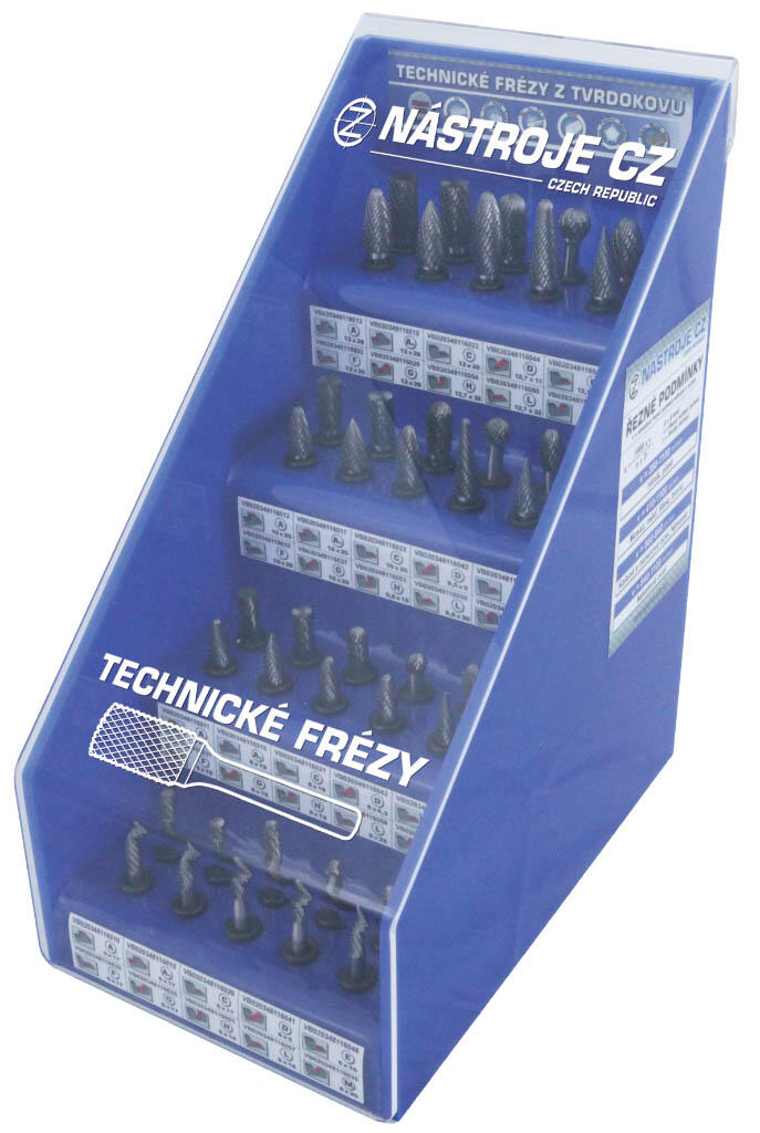 Sada technických TK fréz 40-dílná A,A+,C,G,F,L,M,D,H,E 8-10-12-16 dvojitý sek, ve stojanu - VB0203481160S2