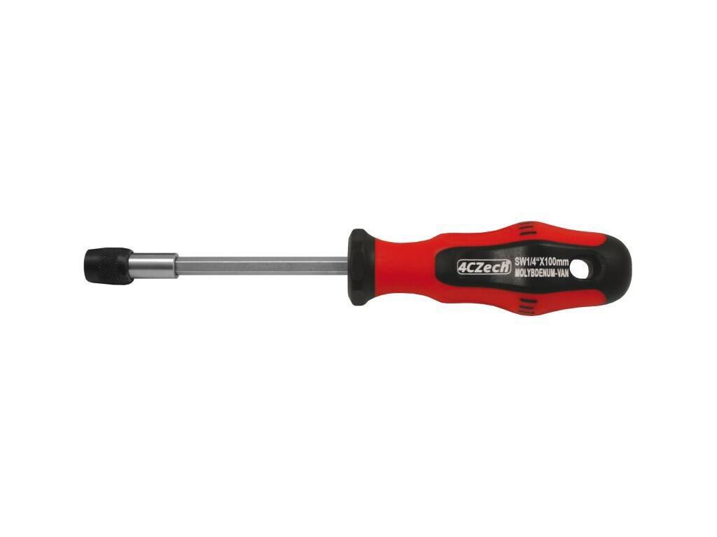 Držák bitů 1/4" 100mm s rukojetí s pojistkou profi - 4CZ-8320-19