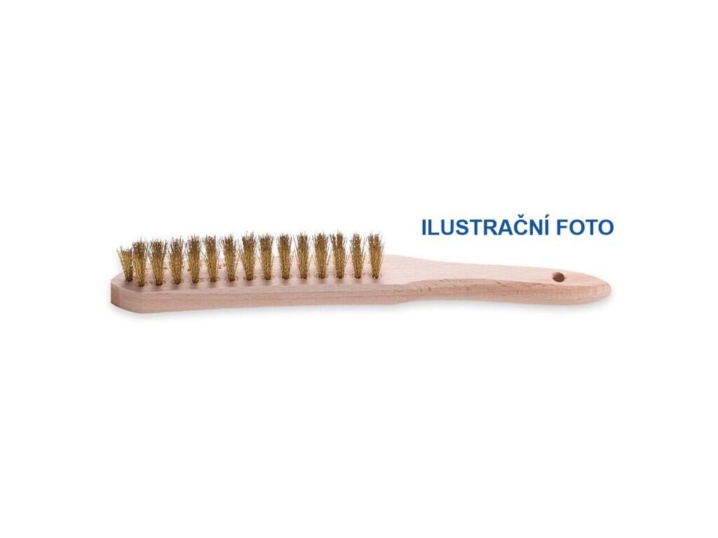 Kartáč s dřevěnou rukojetí Třířadý mosaz vlnitá 0,25 mm - KR1111026
