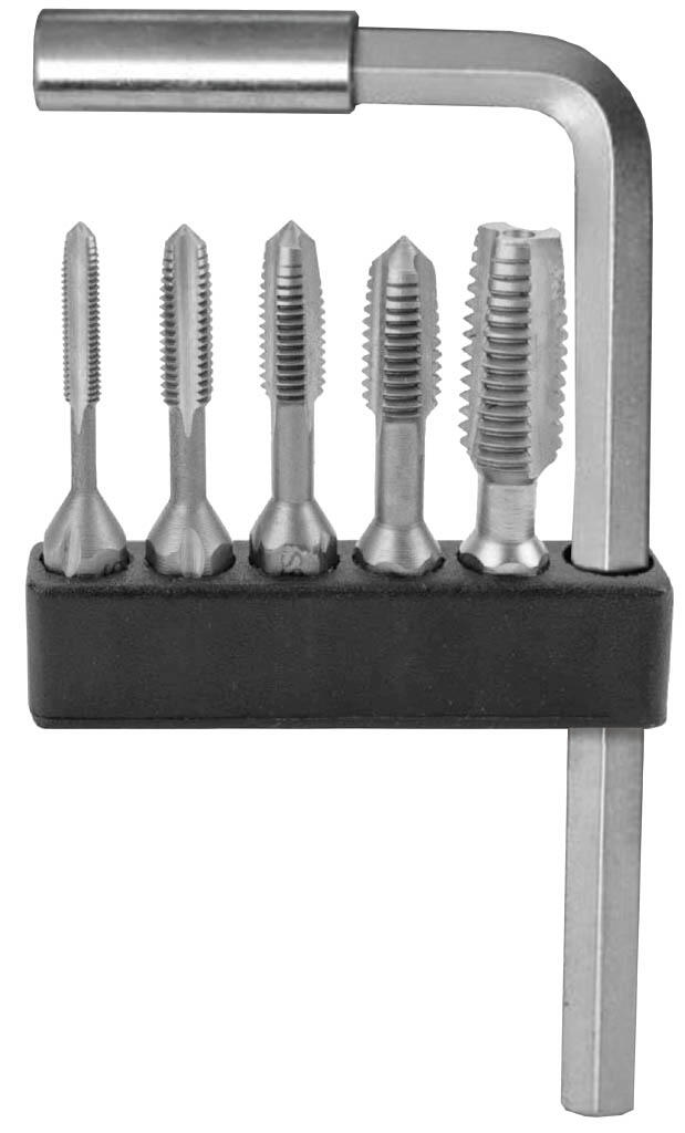 Souprava závitořezných bitů M5;M6;M8;M10,M12 HSS + zástrčný "L" klíč 1/4" s magnetickým držákem - CZZ - CZZ948-220