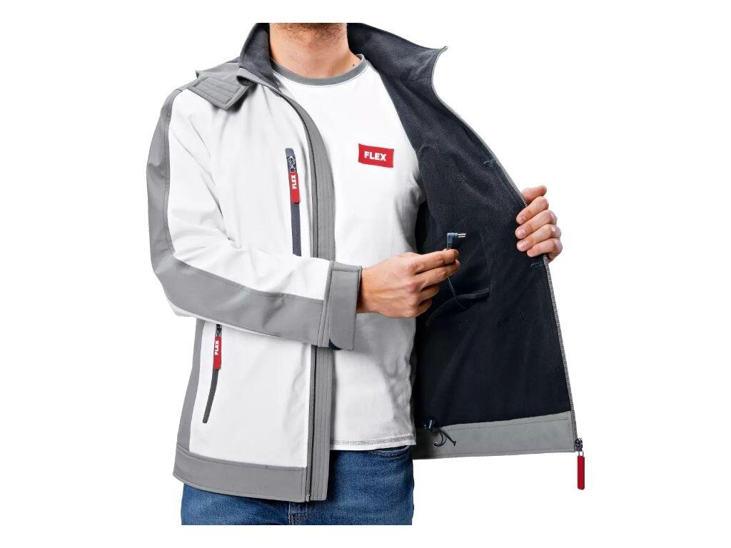 Aku-vyhřívaná bunda Sofshell TJ White 10.8/18.0 M pánská + PS 10,8/18,0 aku adaptér /FlexPack/ FLEX - FX-511927
