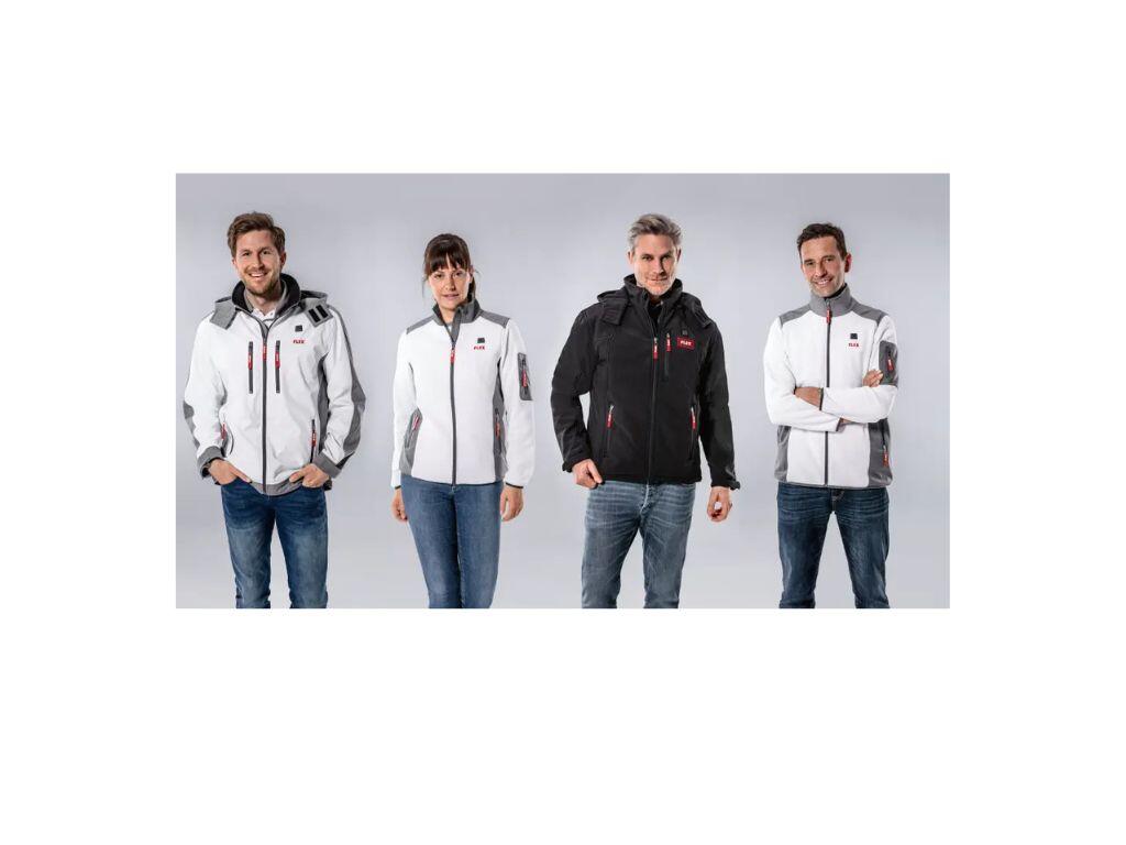 Aku-vyhřívaná bunda Sofshell TJ White 10.8/18.0 3XL pánská + PS 10,8/18,0 aku adaptér /FlexPack/ FLEX - FX-511978