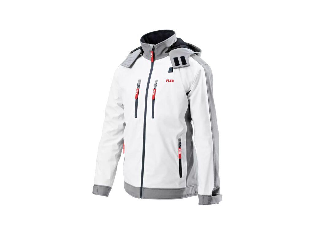 Aku-vyhřívaná bunda Sofshell TJ White 10.8/18.0 3XL pánská + PS 10,8/18,0 aku adaptér /FlexPack/ FLEX - FX-511978