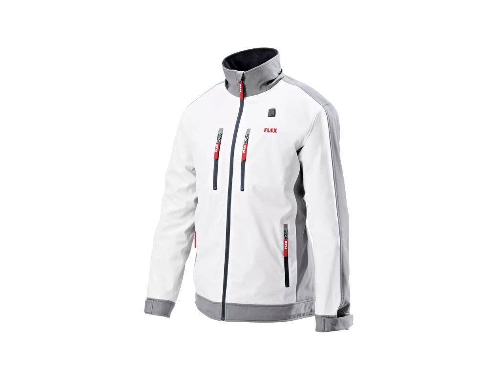 Aku-vyhřívaná bunda Sofshell TJ White 10.8/18.0 3XL pánská + PS 10,8/18,0 aku adaptér /FlexPack/ FLEX - FX-511978