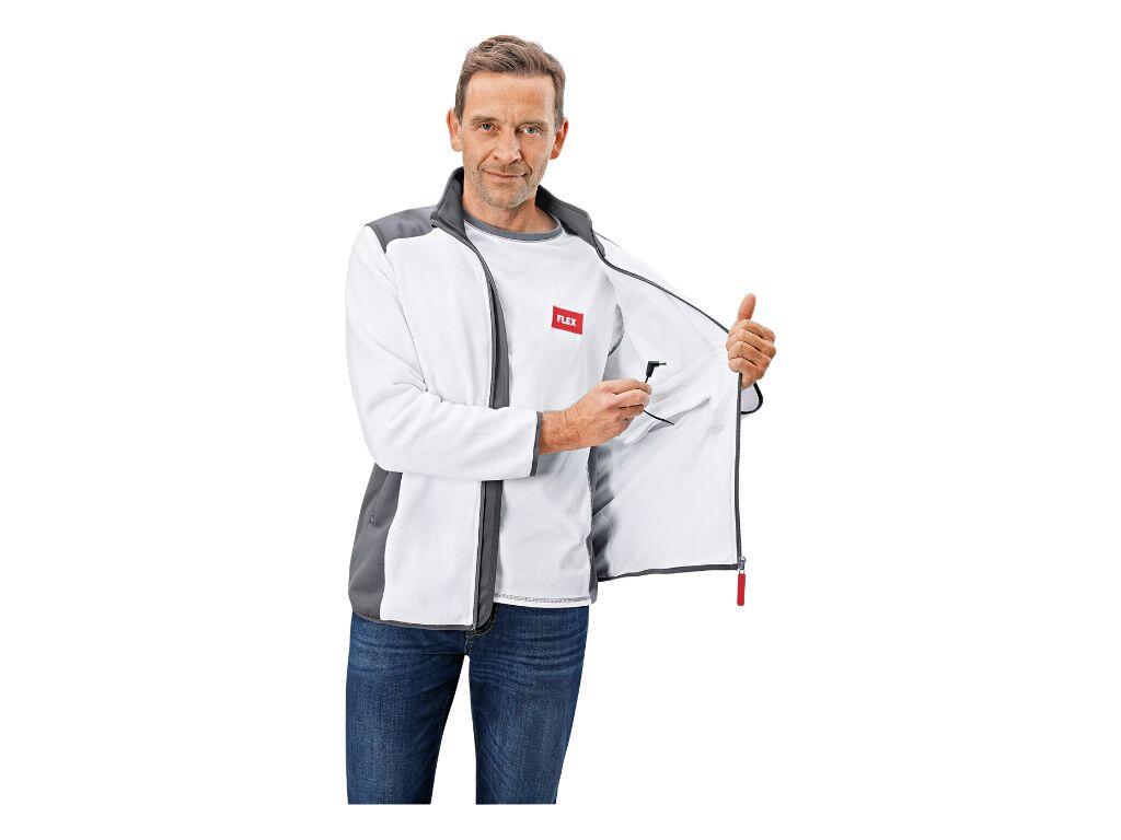 Aku-vyhřívaná bunda fleece TF White 10.8/18.0 L dámská + PS 10,8/18,0 aku adaptér /FlexPack/ FLEX - FX-512192