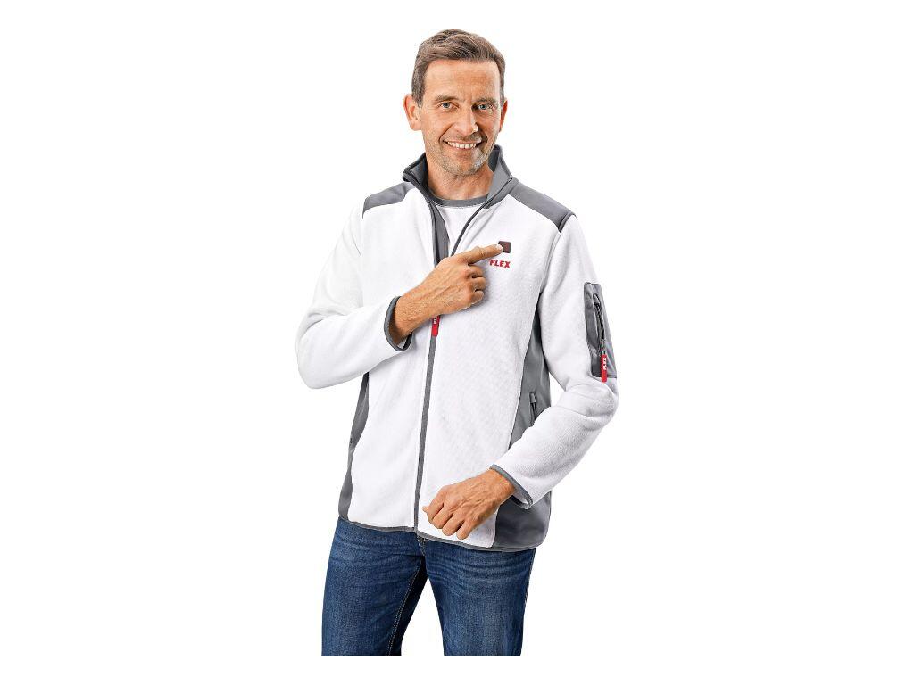 Aku-vyhřívaná bunda fleece TF White 10.8/18.0 L dámská + PS 10,8/18,0 aku adaptér /FlexPack/ FLEX - FX-512192