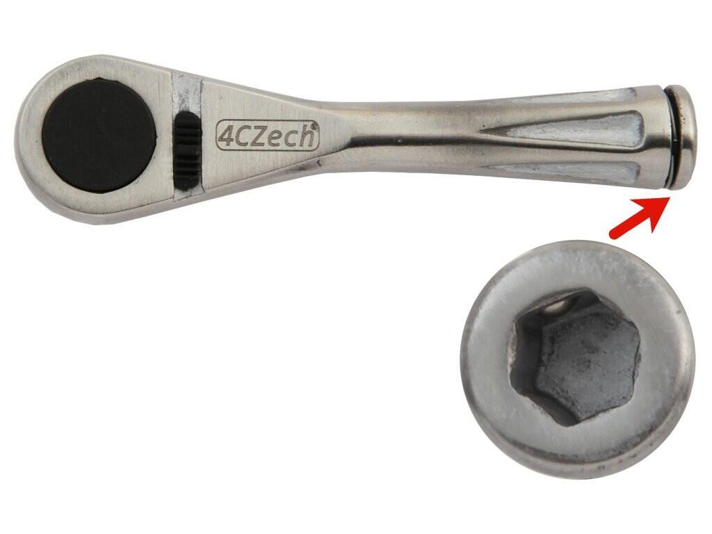 Ráčna mini přepínací se čtyřhranem 1/4", kulatá rukojeť NEREZ - 4CZ-134-142