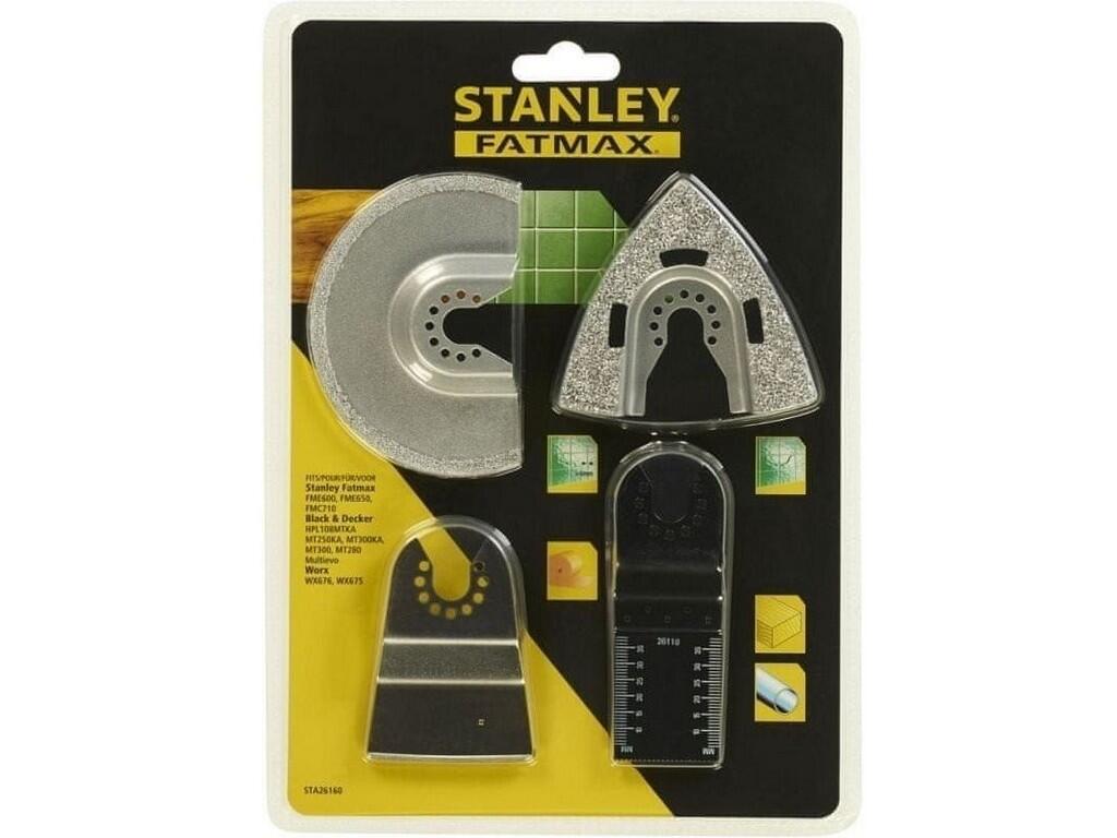 Segmentový karbidový kotouč Ø 92 mm, tl.do 3 mm, delta karbidová rašple 73 x 75 mm, pevná škrabka HCS 52 x 26 mm, ponorný pilový list BiMetal 32 x 40 mm, 18 TPI - ST-STA26160-XJ