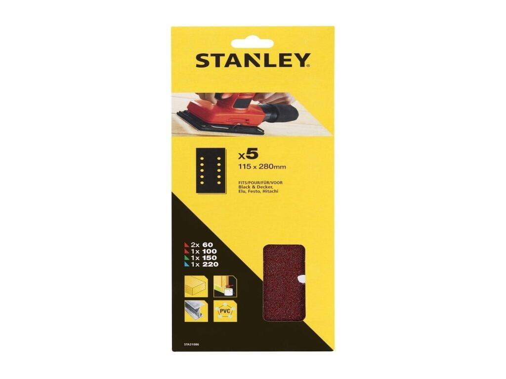 Brusné papíry pro vibrační brusku 115 x 280 mm děrované, 2x P60, 1xP 100, 1x P150, 1x P220, Black & Decker, Elu, Festo, Hitachi, 5 ks - ST-STA31086-XJ