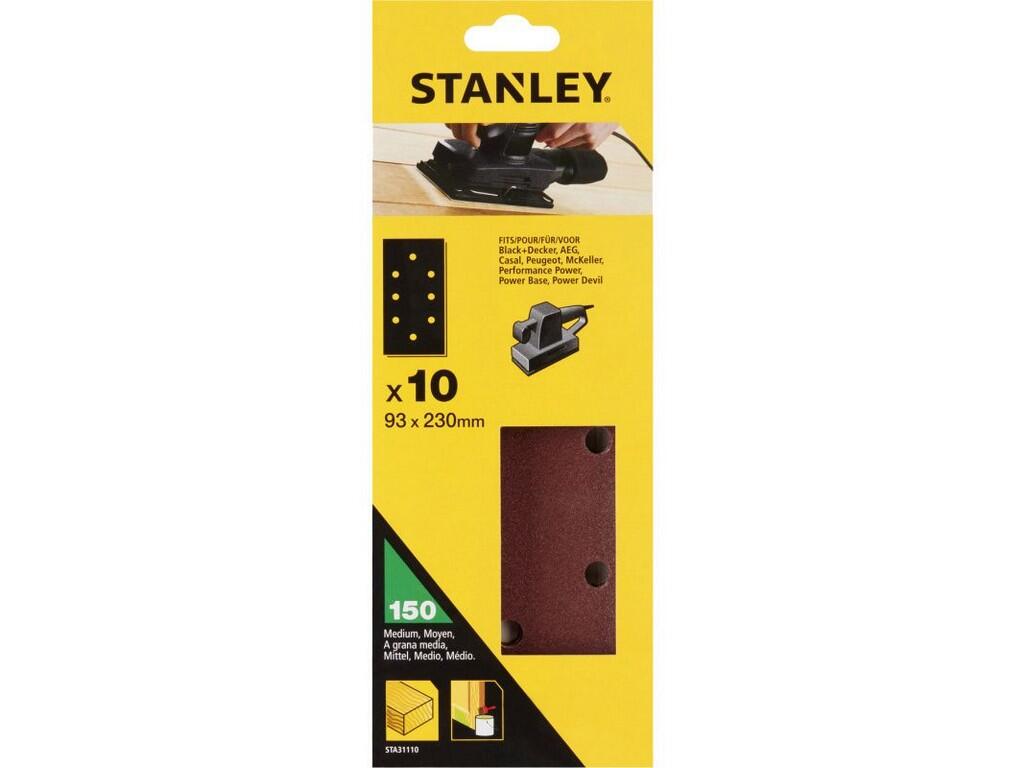 Brusné papíry pro vibrační brusku 93 x 230 mm děrované, brown Alox P150, Black+Decker, AEG, 10 ks - ST-STA31110-XJ