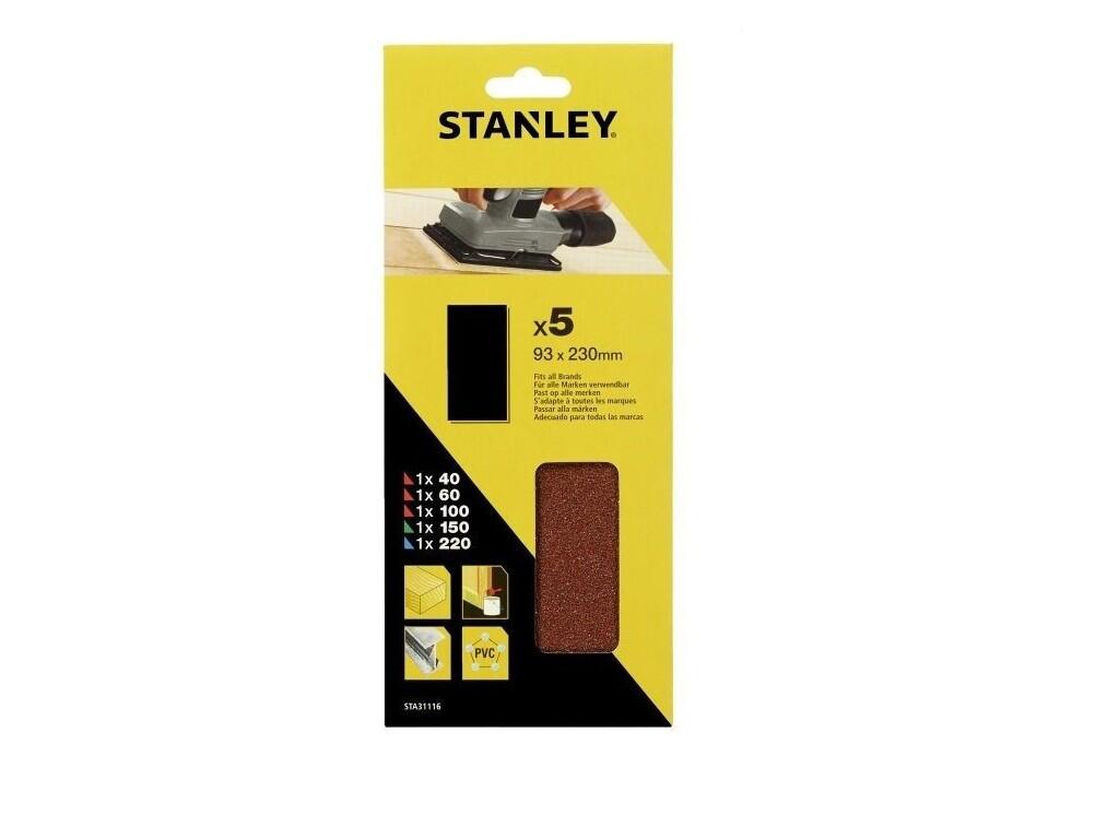 Brusné papíry pro vibrační brusku 93 x 230 mm neděrované, 1x P40, 1x P60, 1x P100, 1x P150, 1x P220 - ST-STA31116-XJ