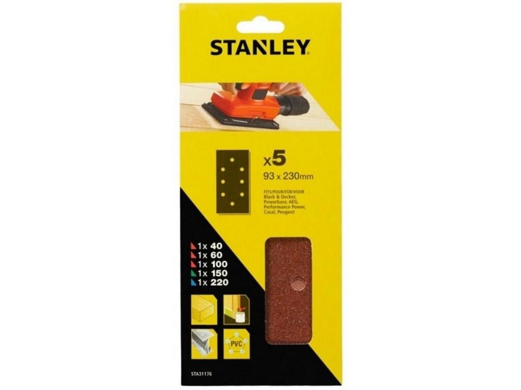 Brusné papíry pro vibrační brusku 93 x 230 mm děrované, 1x P40, 1x P60, 1x P100, 1x P150, 1x P220, Black+Decker, AEG - ST-STA31176-XJ