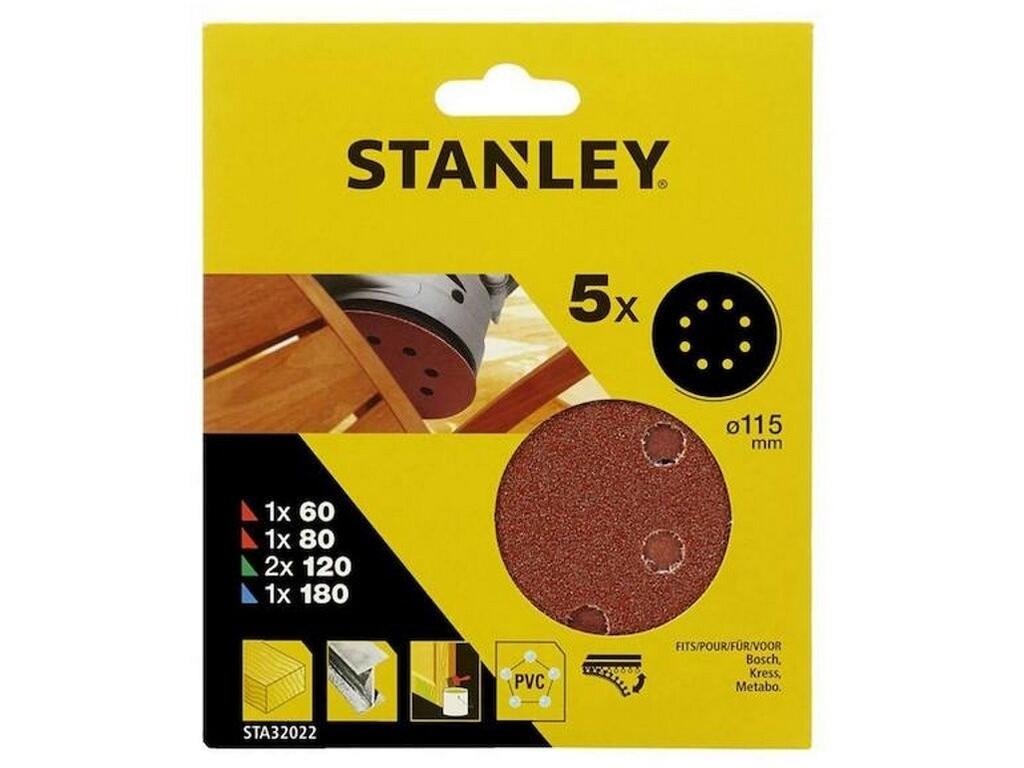 Brusné papíry pro excentrickou brusku Ø 115 mm 1x P60, 1x P80, 2x P120, 1x P180, Bosch, Kress, Metabo - ST-STA32022-XJ