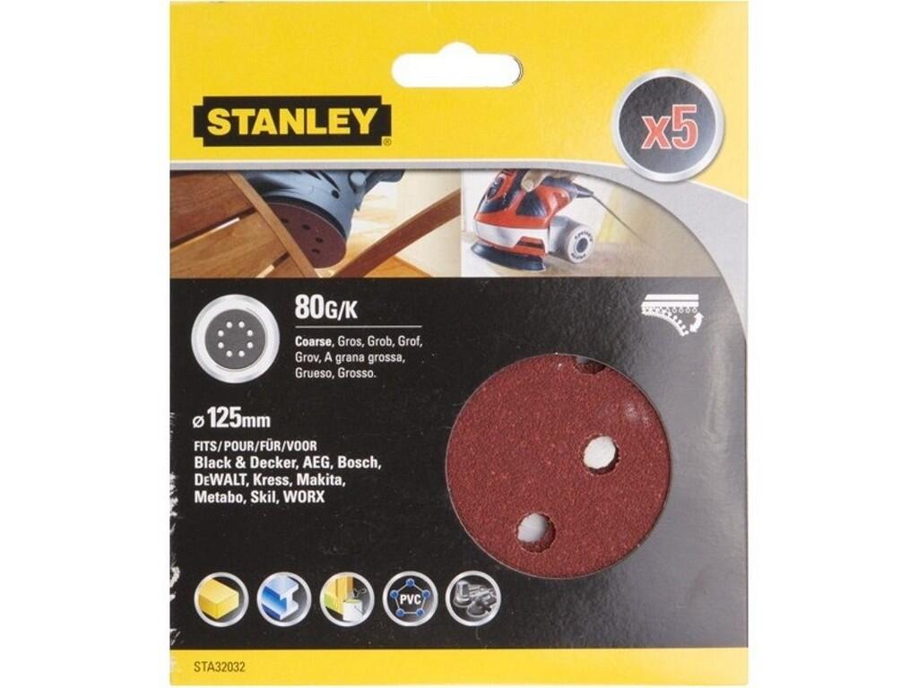 Brusné papíry pro excentrickou brusku Ø 125 mm P80, 5 ks - ST-STA32032-XJ