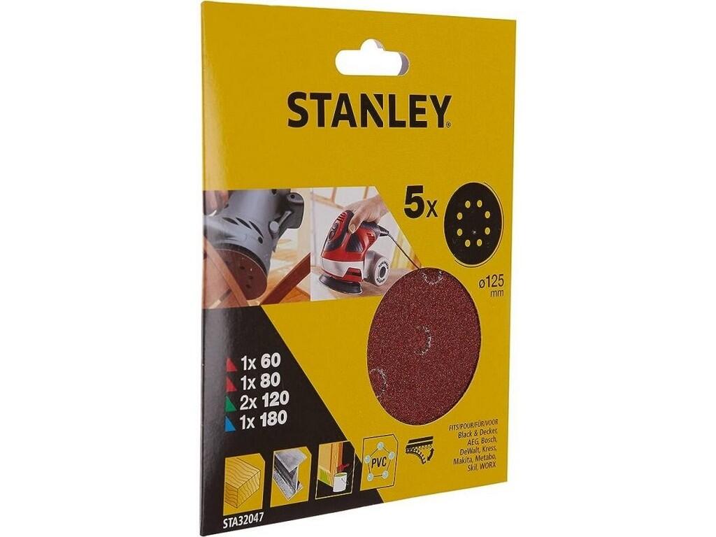 Brusné papíry pro excentrickou brusku Ø 125 mm 1x P60, 1x P80, 2x P120, 1x P180 - ST-STA32047-XJ