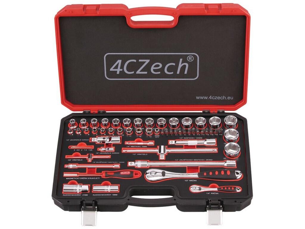 Sada nářadí 1/4" + 1/2" 59dílná 4-32mm + 2 ráčny + -PD 2G 18.0-EC FS55 2-rychlostní aku-vrtačka s příklepem + ID 1/4" 18.0-EC aku-rázový utahovák - SET-4CZ-3-VII23
