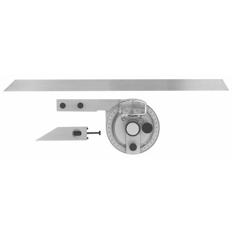 Úhloměr univerzální s lupou 0-360stupňů, rameno 300mm, nerez - SO906-502