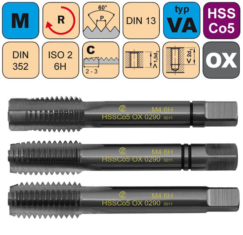 Sadový závitník M16x2 SADA ISO2 HSSCo5 OX DIN 352 - 0290 - CZZ0290-M16-SD-ISO2