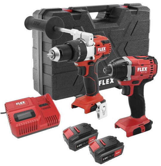 PD 2G 18.0-EC FS55 aku-vrtačka + ID 1/4" 18.0-EC aku-rázový utahovák + 1/4" + 3/8" + 1/2" 130dílná sada nářadí 4-32mm, 3 ráčny a klíče - SET-FX-516236-E