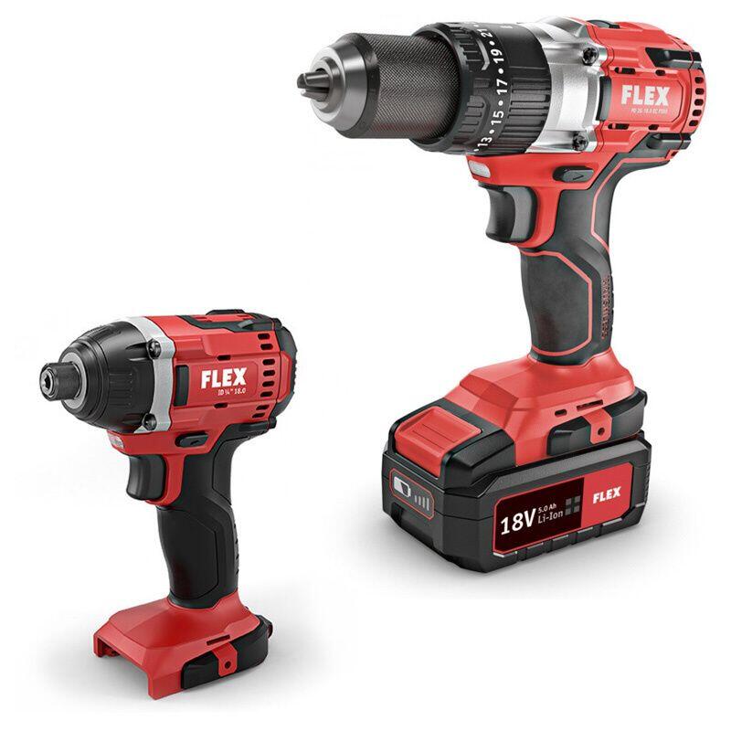 PD 2G 18.0-EC FS55 aku-vrtačka + ID 1/4" 18.0-EC aku-rázový utahovák + 1/4" + 3/8" + 1/2" 130dílná sada nářadí 4-32mm, 3 ráčny a klíče - SET-FX-516236-E