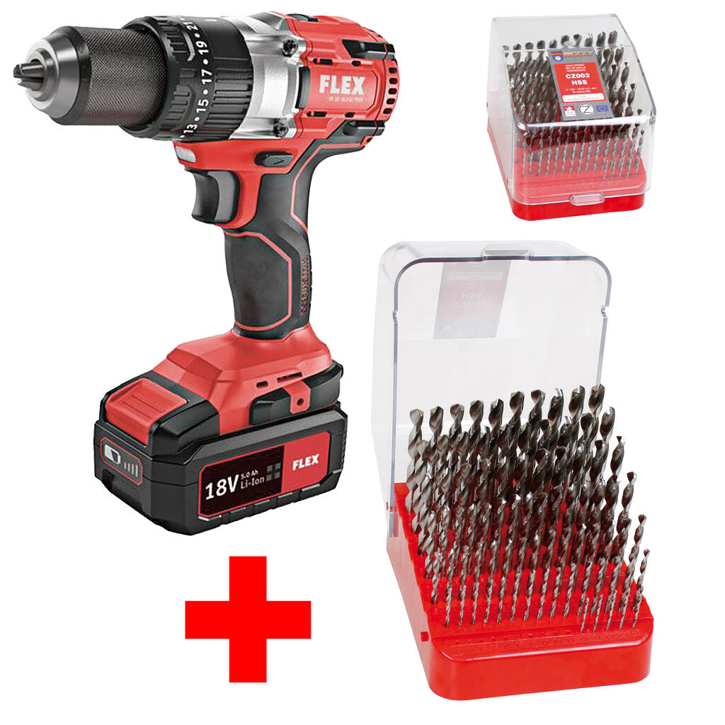 PD 2G 18.0-EC FS55 aku-vrtačka + Sada vrtáků 91-dílná, 1,00-10,00x0,1mm S338RCZ002HSS, stojánek plastový s víkem - SET-FX-516171-E