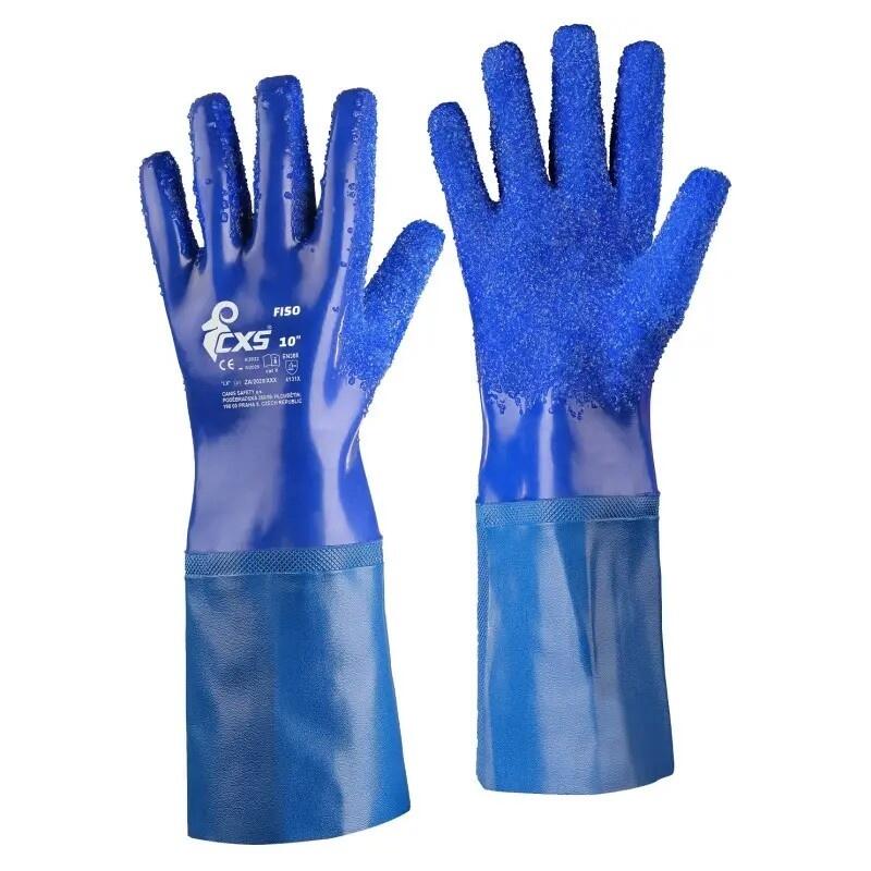 Rukavice CXS FISO, máčené v PVC, zdrsněný povrch, vel. 10 - CN-3430-024-400-10