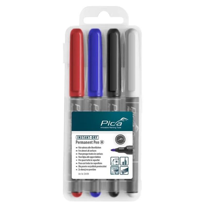 Permanentní popisovač Pica Classic 534/04 střední 1 mm - sada 4 ks - červená,modrá,černá,bílá - PC-534/04