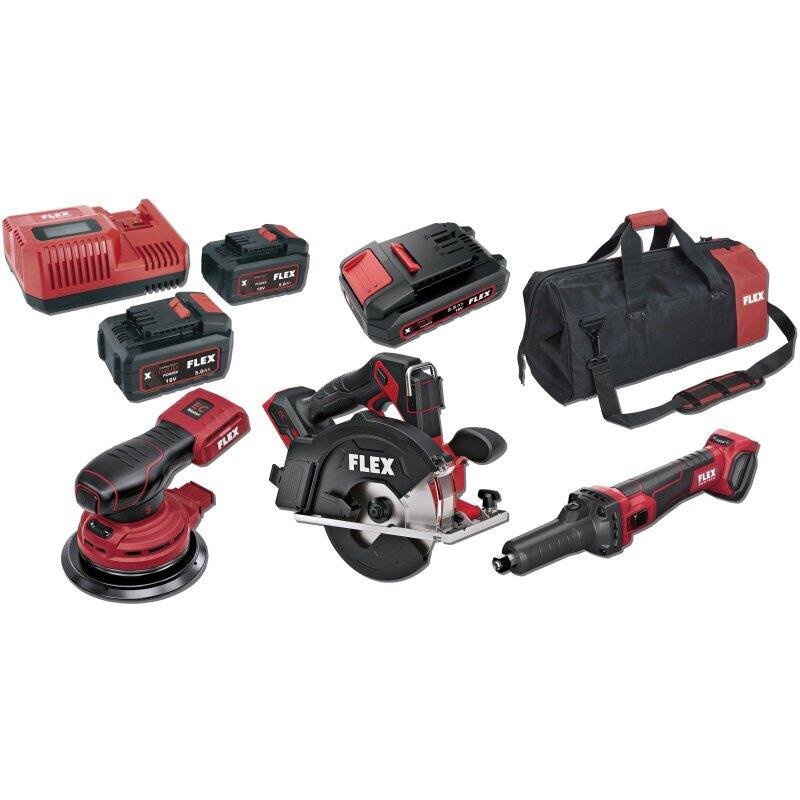 FlexPack akční sada : 532739 P-Set55R +532733 AP18.0/5Ah + 534089 FB2 L700/400 + 534186 ORE 5-150 18-EC C + 533686 CSM 57 18- EC C + 518867 DGE 25 18.0 EC C - FX-497444-SET001