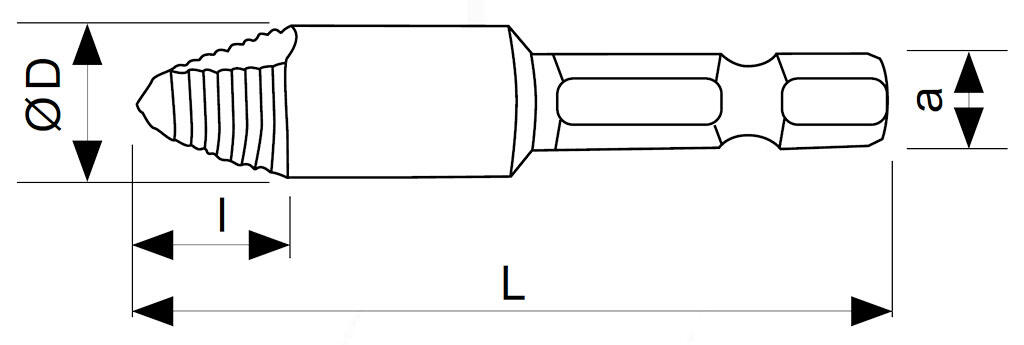 Vytahovač poškozených šroubů s vrtákem č.0 (D=6 L=54 l=6,5 a=6,35) - 4CZ-VZS-00